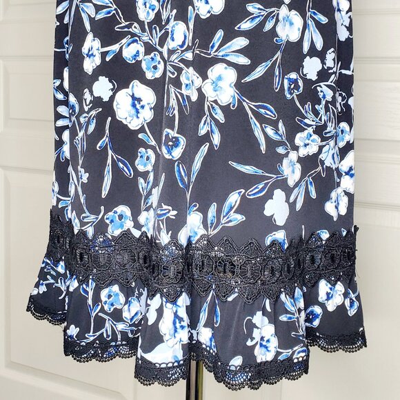 Karl Lagerfeld Paris Floral Midi Dress Black and Blue Size 4 - Picture 6 of 6
